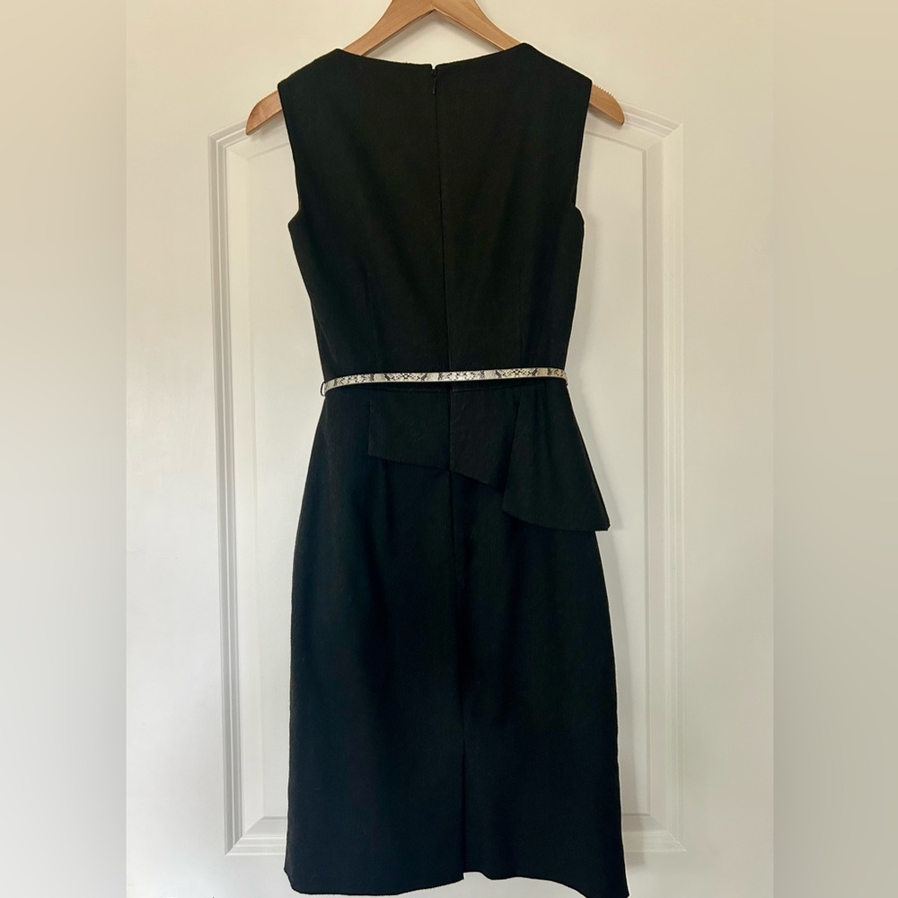 ANTONIO MELANI Black Peplum Asymmetrical Dress with Snakeskin Belt- Sz 0 - Picture 5 of 12